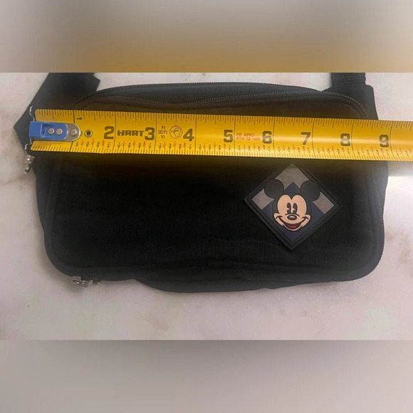 Mickey Mouse Black Belt Bag Fanny Pack With Mouse Silver Tone Zipper Pulls - Picture 9 of 10